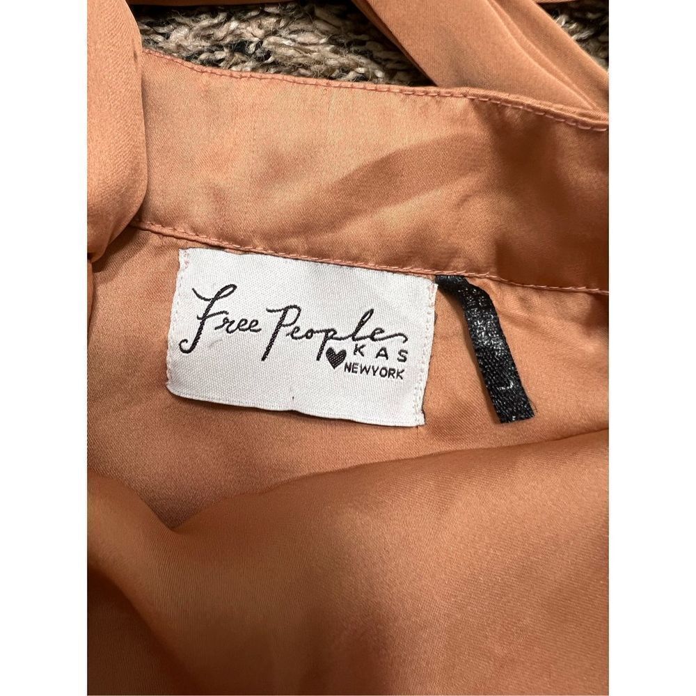Free people silk skirt brown orange size large women’s bow copper flowy D97 - Picture 5 of 7